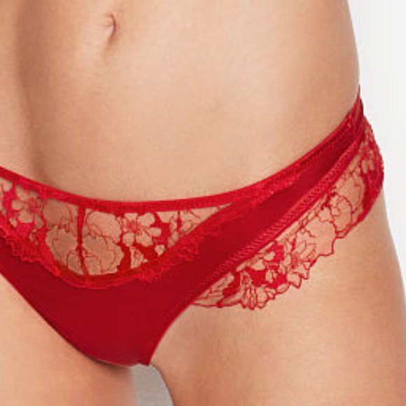 VS Thong LUXE LINGERIE Embroidered Red XL NWT - Picture 4 of 15